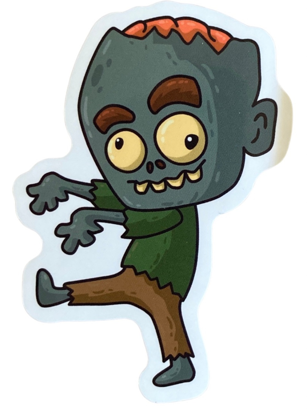 Silly Zombie Boy Brains Halloween Sticker